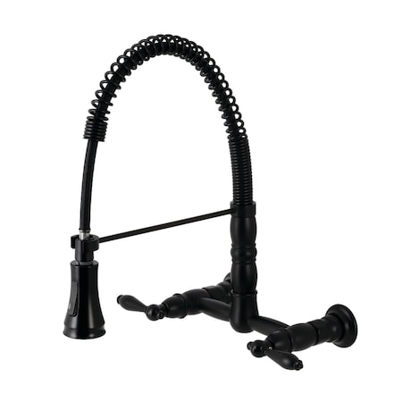 GS1240AL Two-Handle Wall-Mount Pull-Down Sprayer Kitchen Faucet,Black